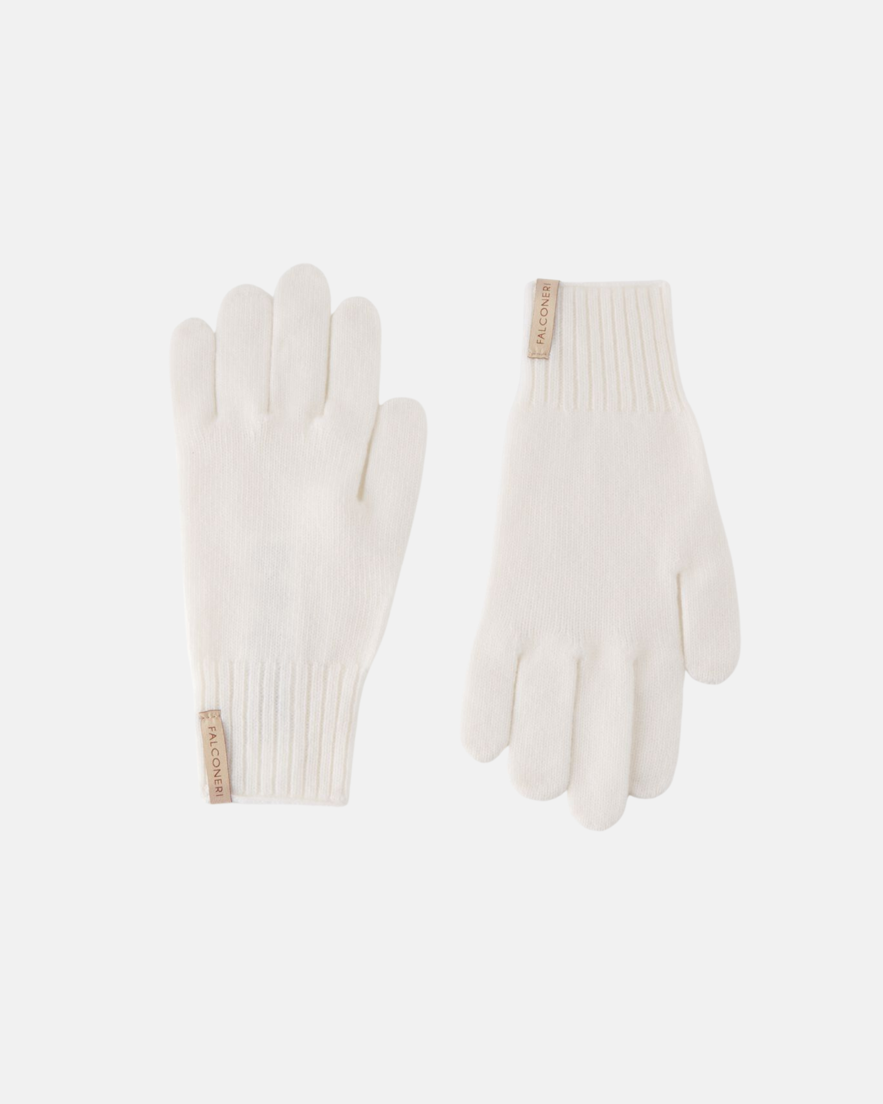 100% Pure Cashmere Knit Gloves in Chalk White-thumbmail-1