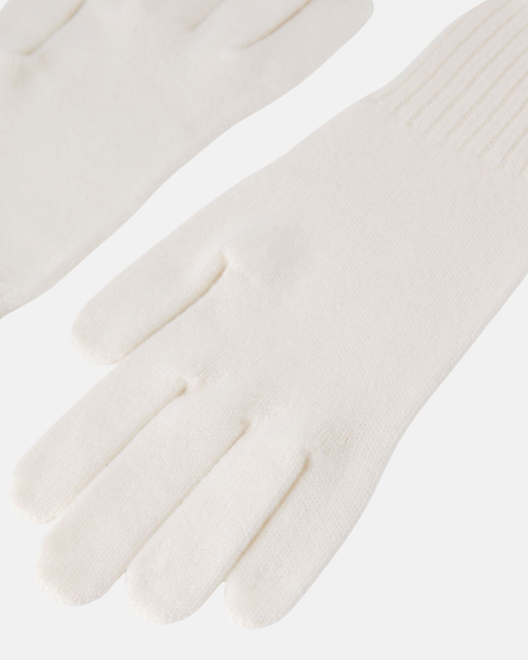 100% Pure Cashmere Knit Gloves in Chalk White-thumbmail-2