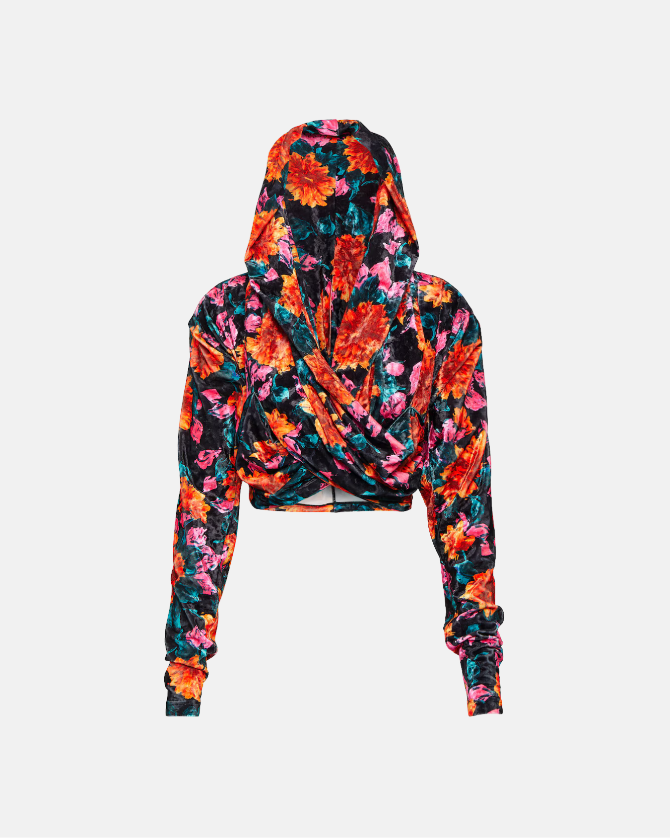 Floral Hooded Velvet Top