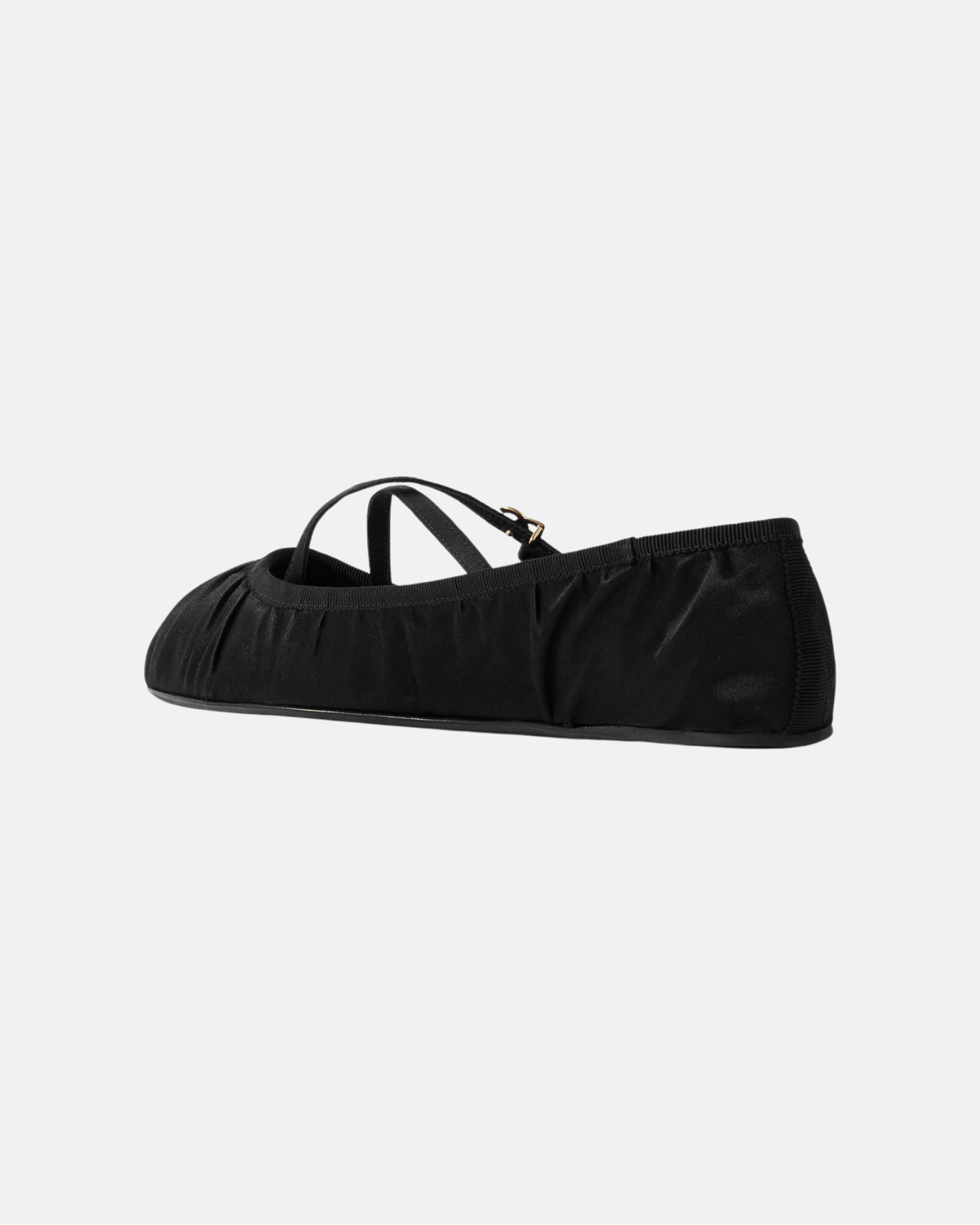 Gatherd satin Mary Jane ballet flats in Black