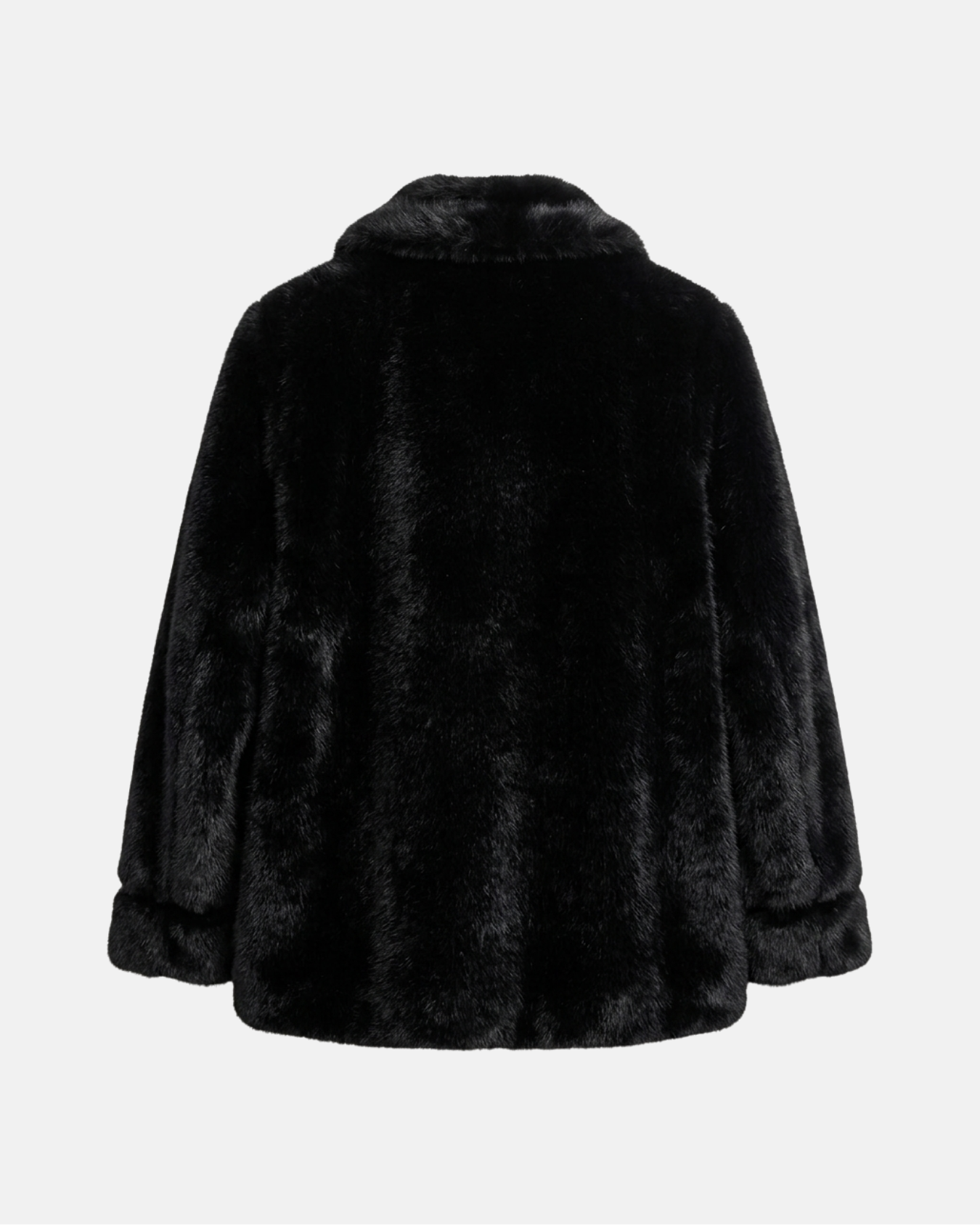 Faux-Fur Double-Breasted Coat Black