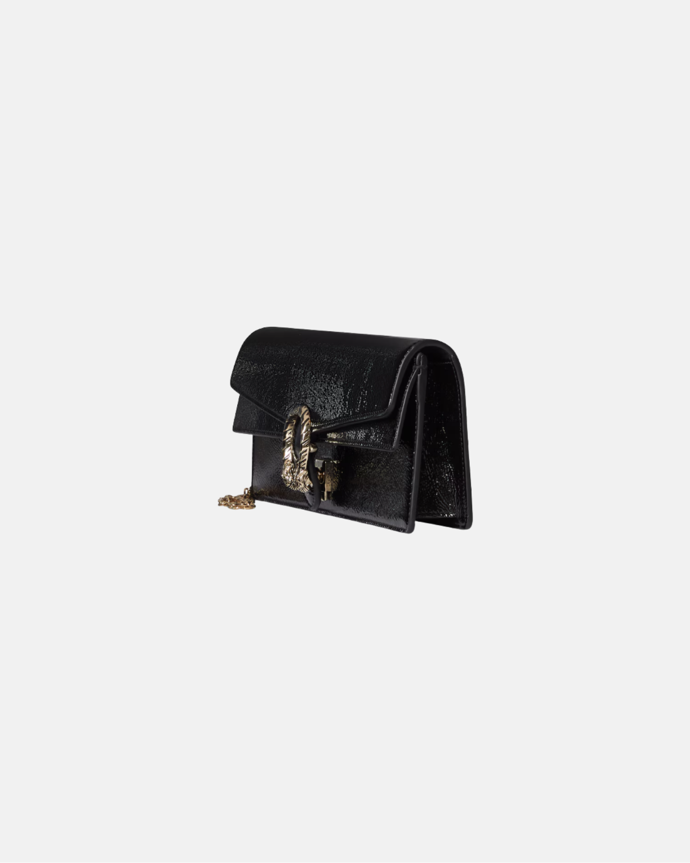 Dionysus clutch in black patent leather