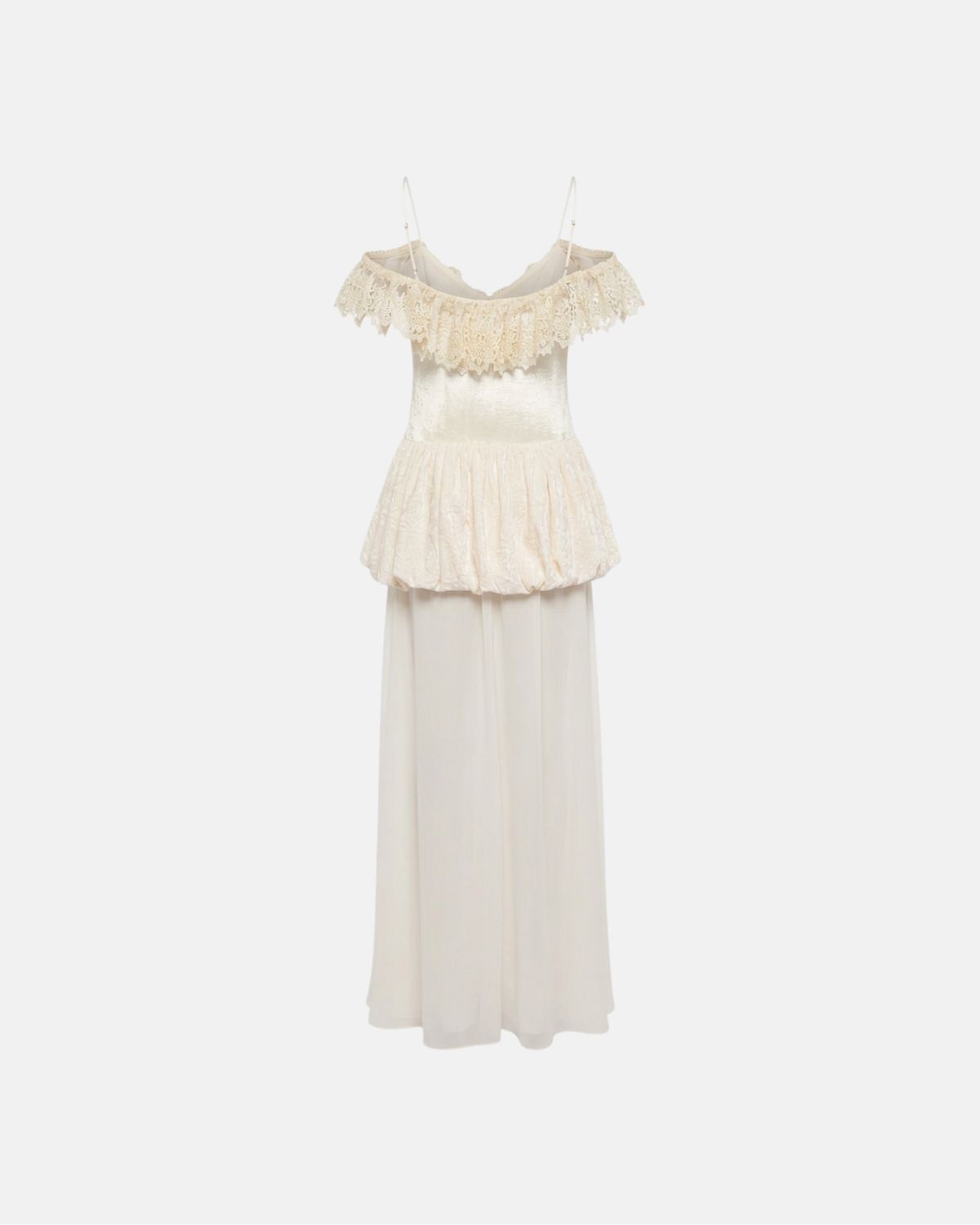 Lace-trimmed peplum maxi dress-thumbmail-2