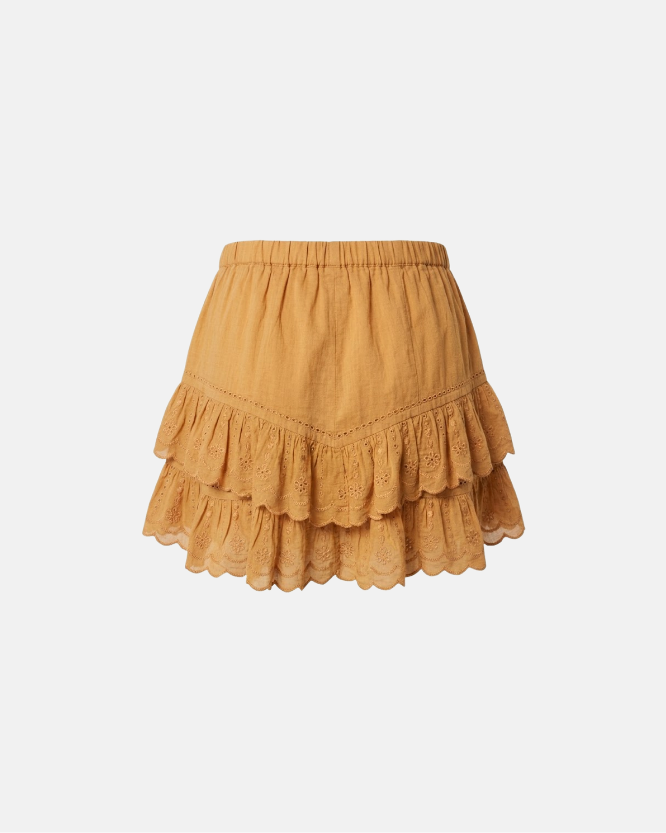 Layle Broderie Anglaise Cotton Shorts in Caramel