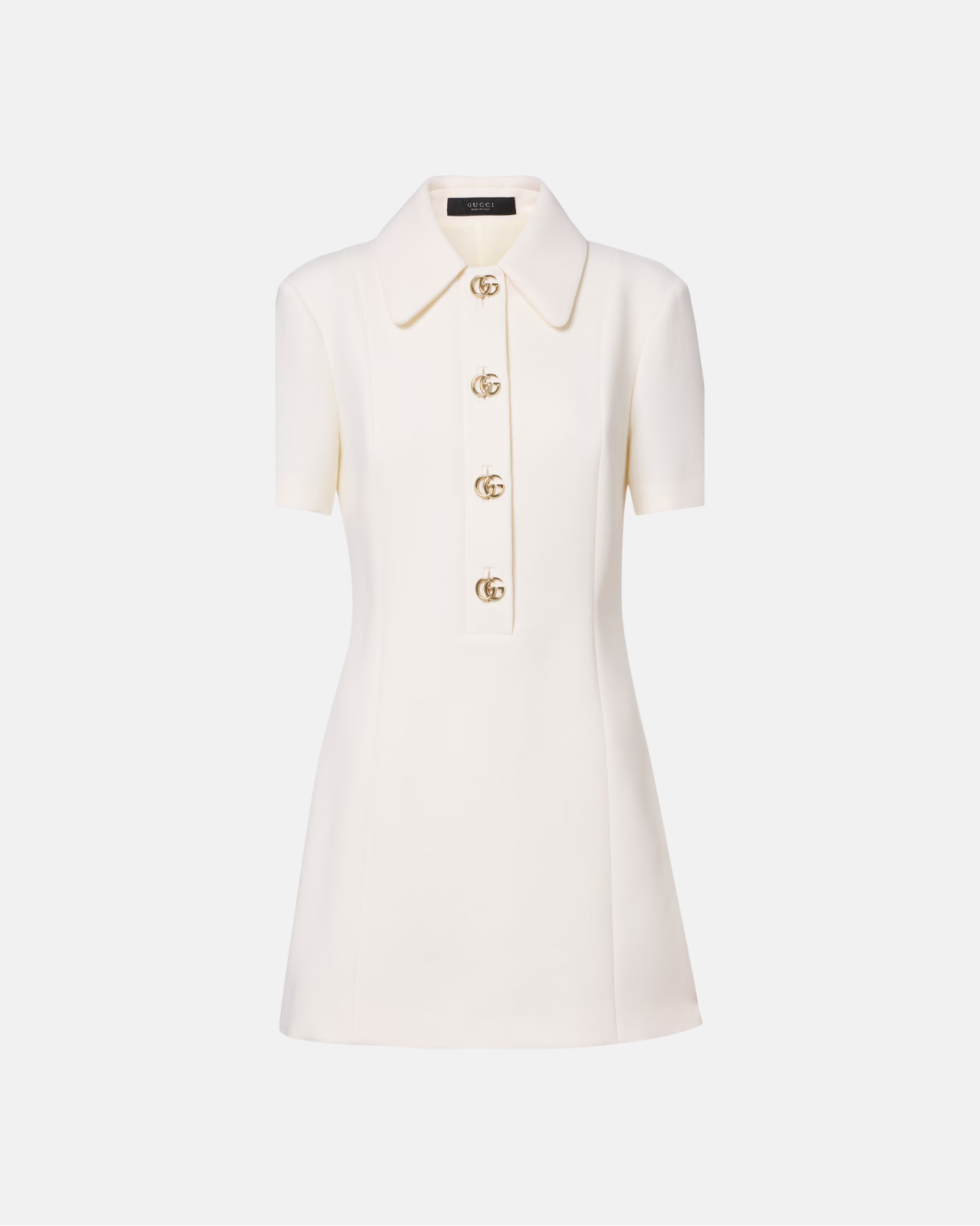 Crêpe wool dress with Double G button-thumbmail-1