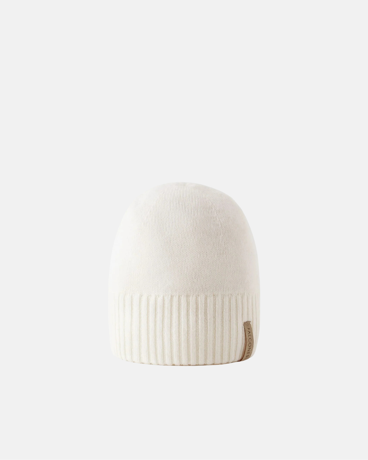 100% pure cashmere ribbed beanie in chalk white