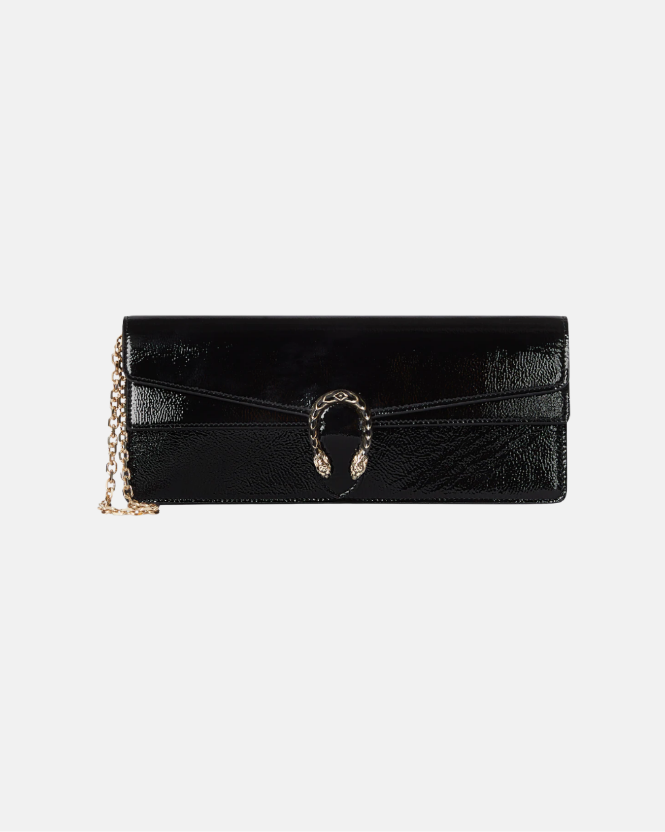 Dionysus clutch in black patent leather