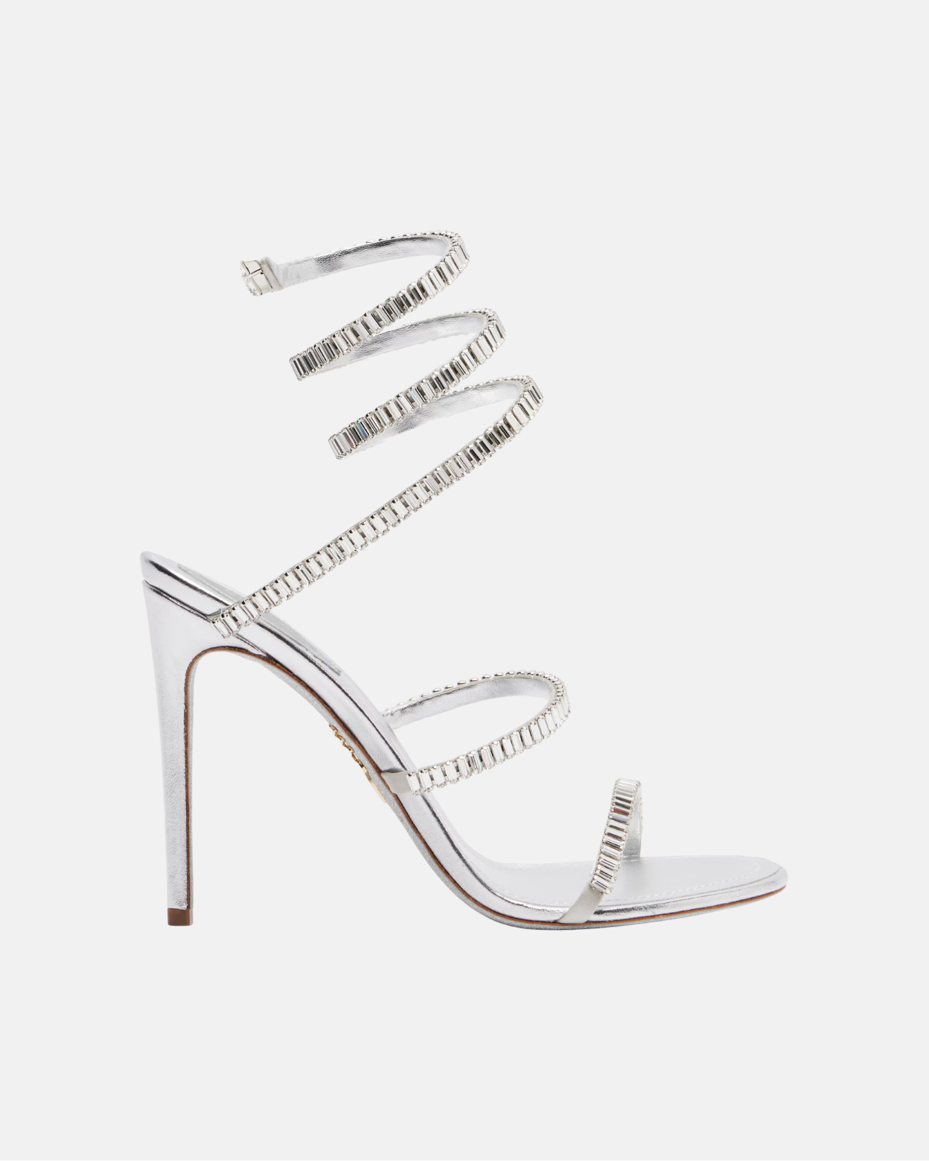 Patent Calfskin Lace-Up Sandals In Silver