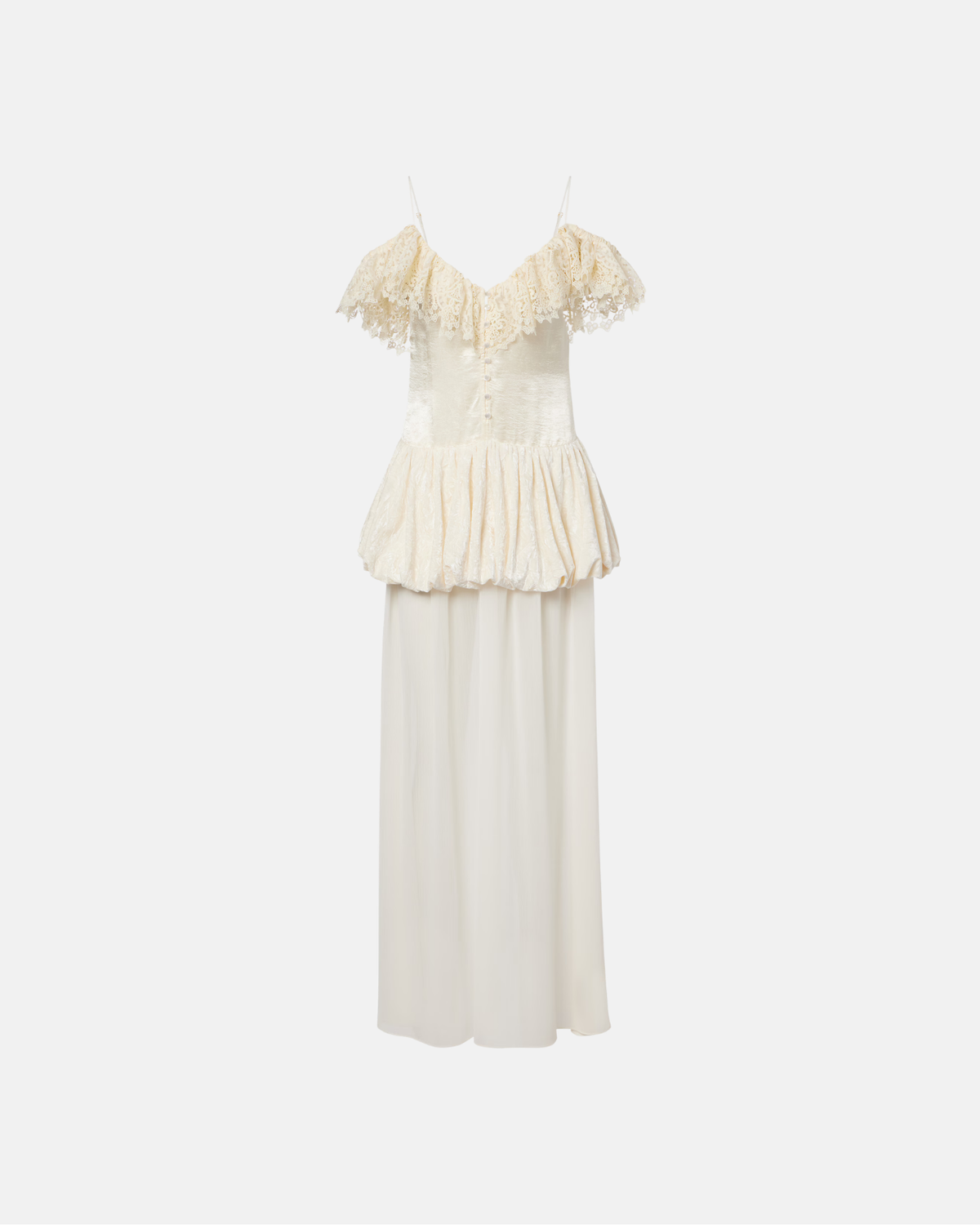 Lace-trimmed peplum maxi dress-thumbmail-1