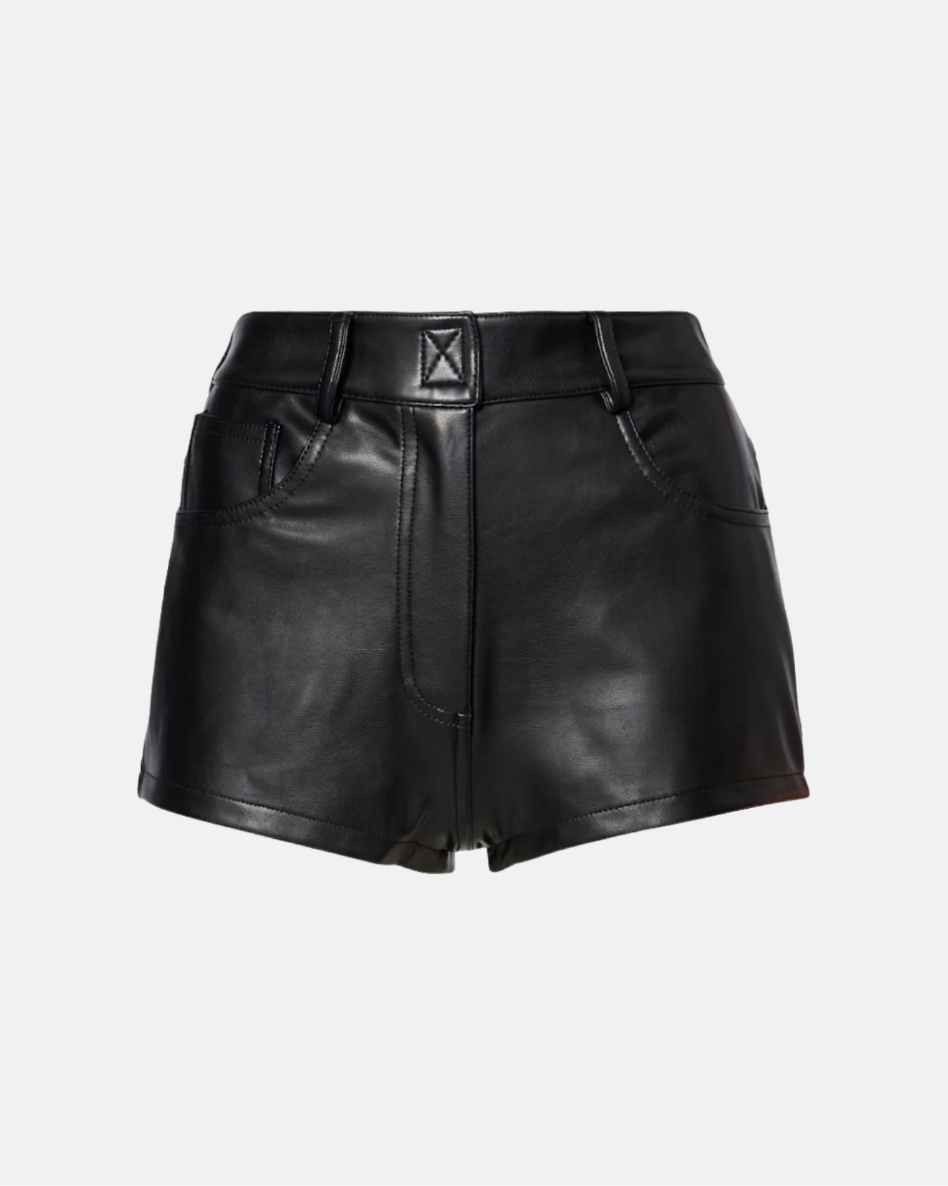 High waist faux leather shorts in black-thumbmail-1
