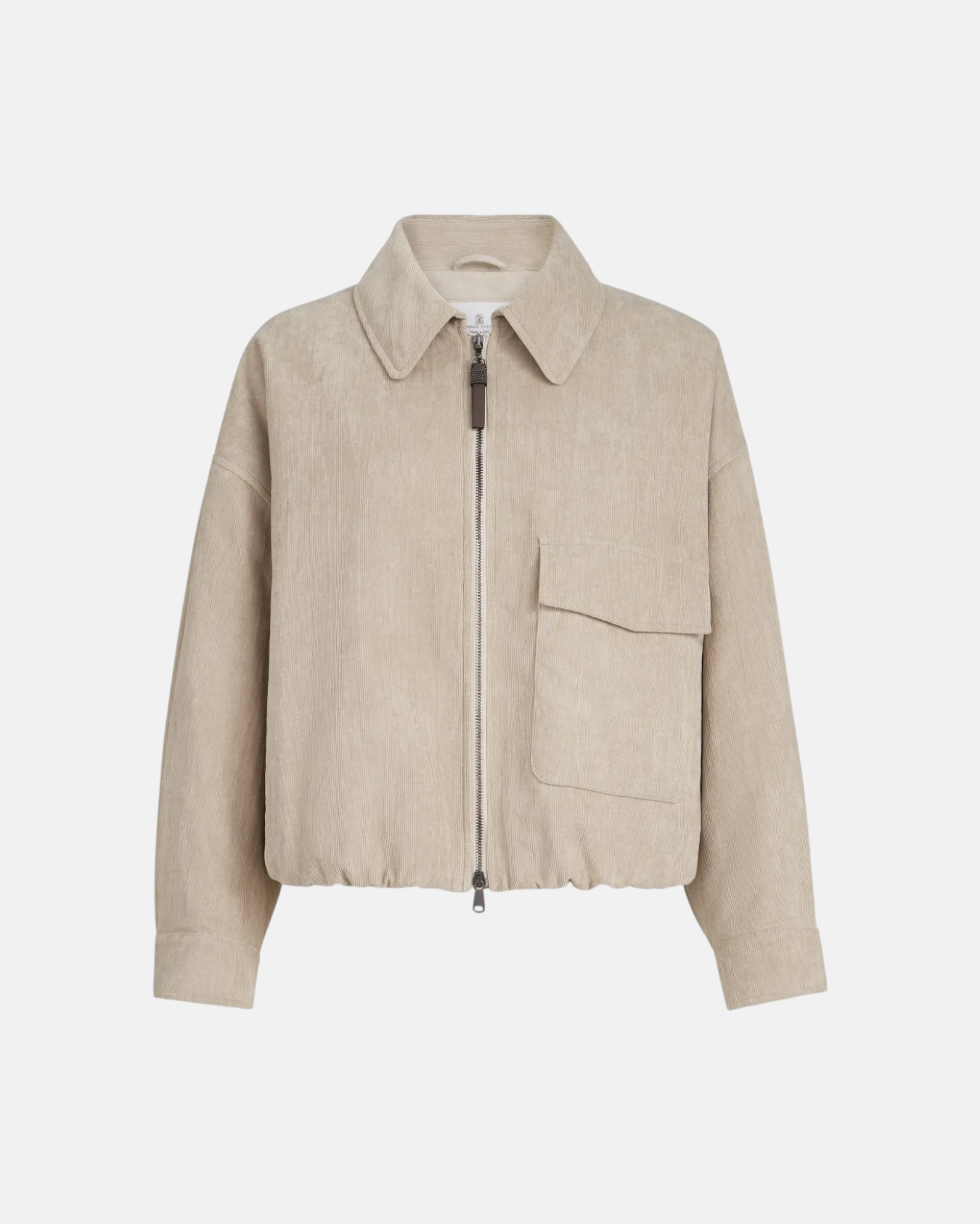 Beige Corduroy Bomber Jacket