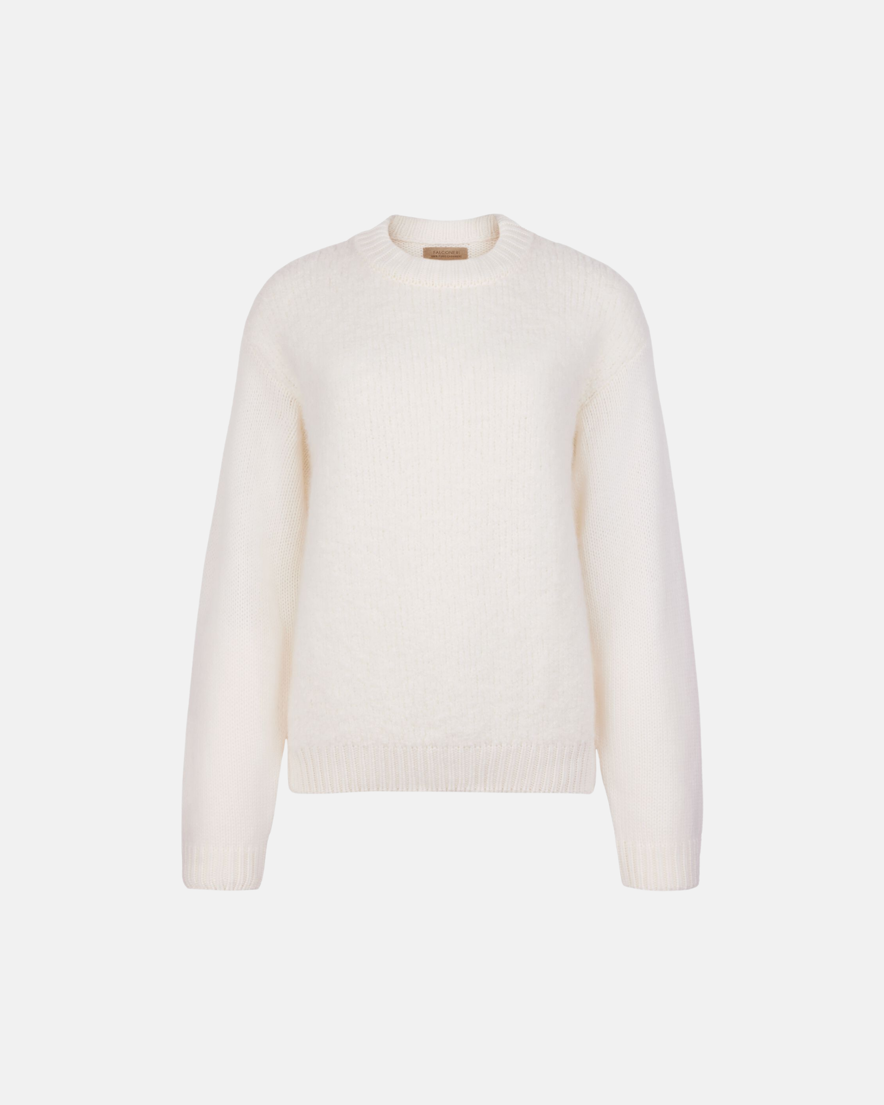 100% Pure Cashmere Crewneck Jumper in Chalk White