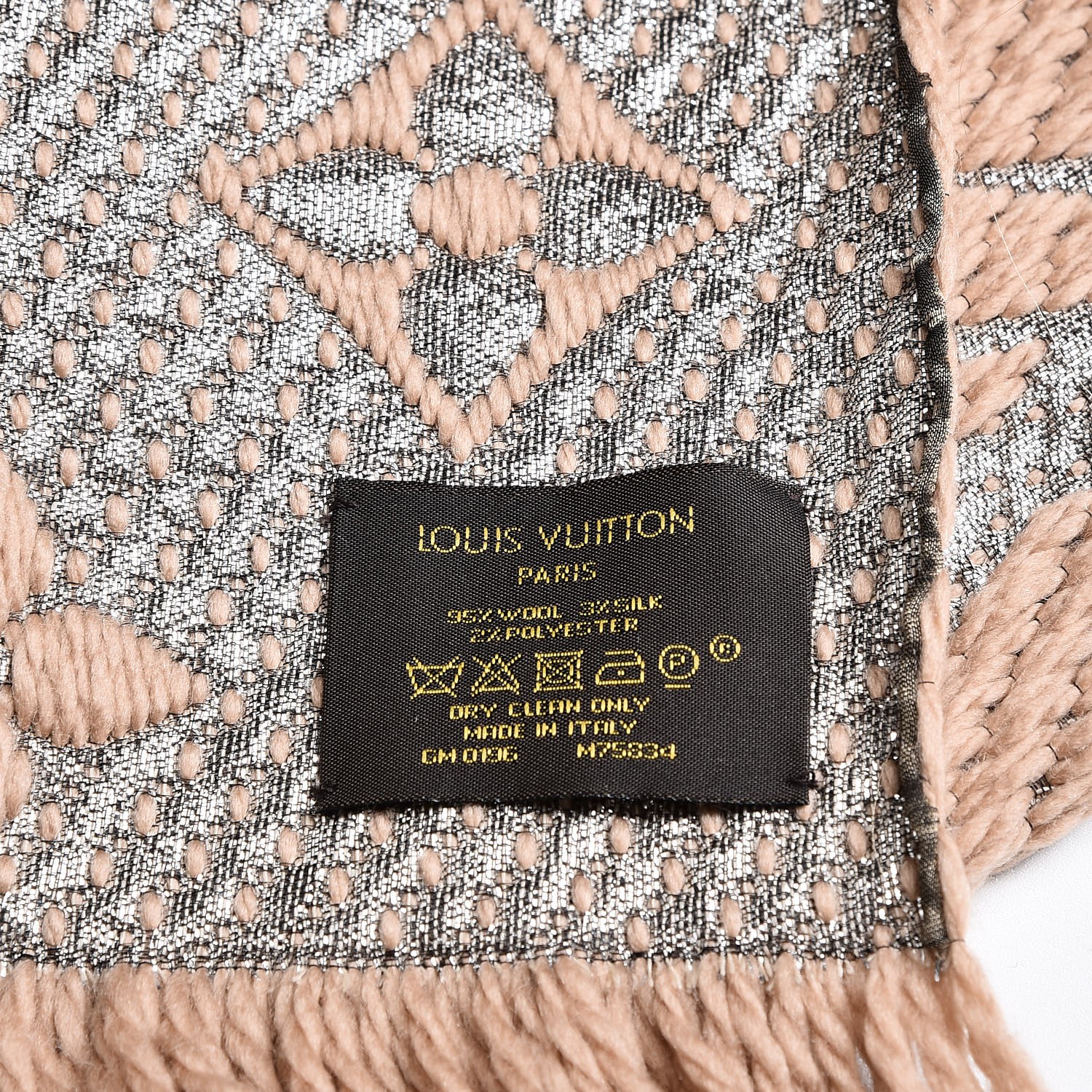 Louis Vuitton, Accessories, Louis Vuitton Logomania Shine Scarf Lv Logo  Tan And Metallic