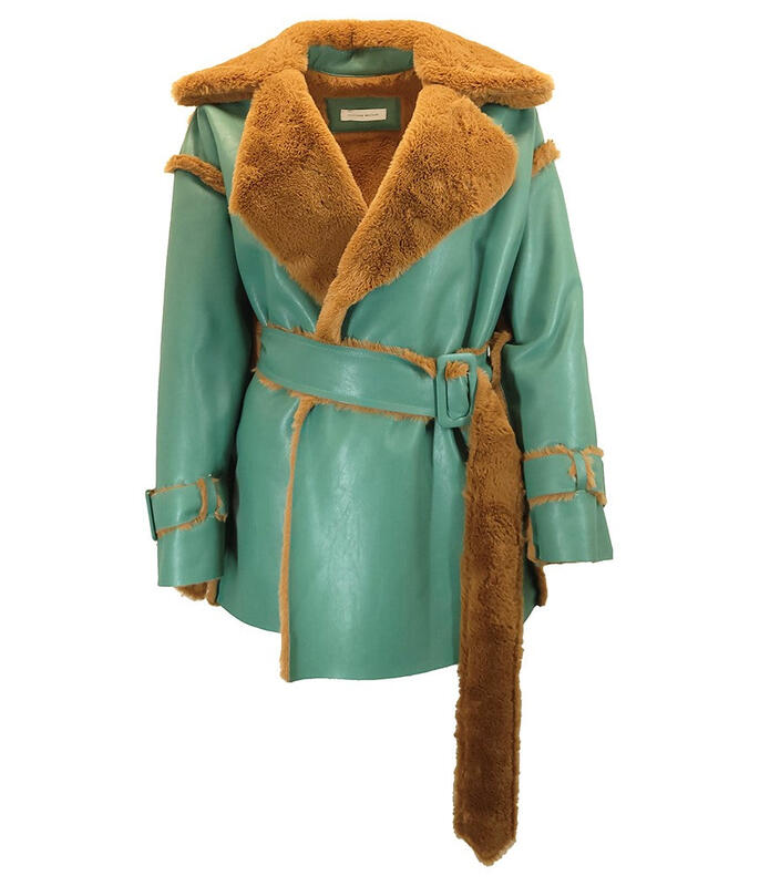 Madison Maison Green Faux Fur Reversible Short Coat