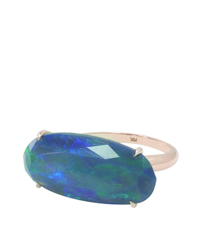 DEL POZZO 14K GOLD BLUE FACETED OPAL RING