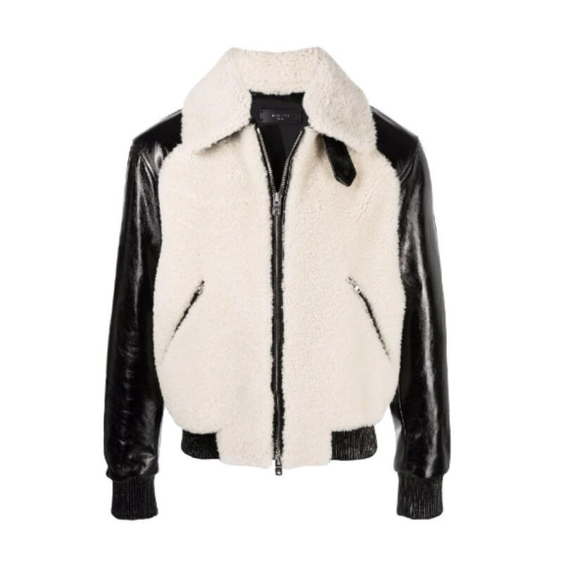 Amiri Shearling-panel Leather Jacket