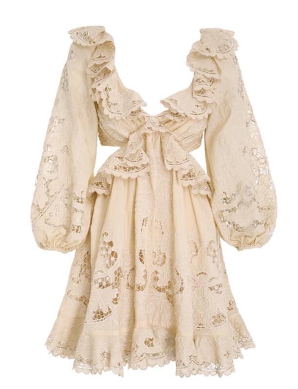 Zimmermann Brigton Scalloped Embroidered Cotton Mini Dress