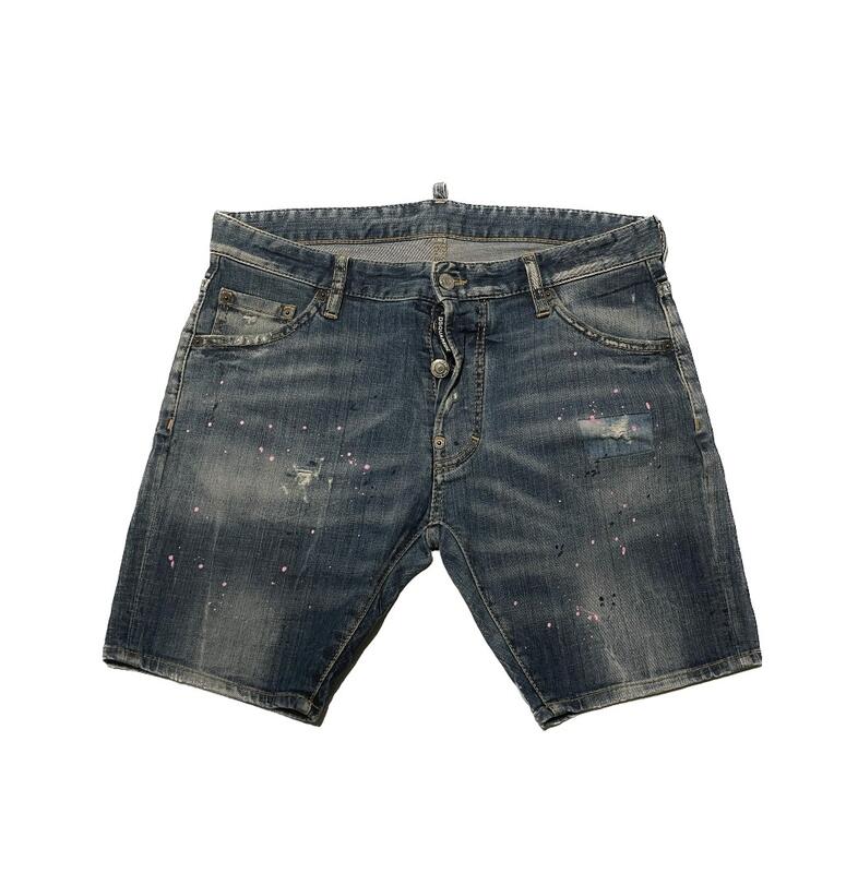 Dsquared2 Distressed Paint-Splattered Denim Shorts
