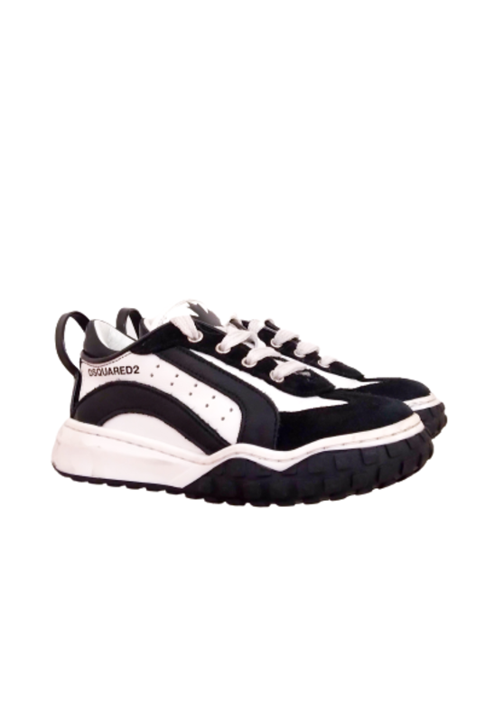 Dsquared2 Kids Black and White Low-Top Leather Trainers