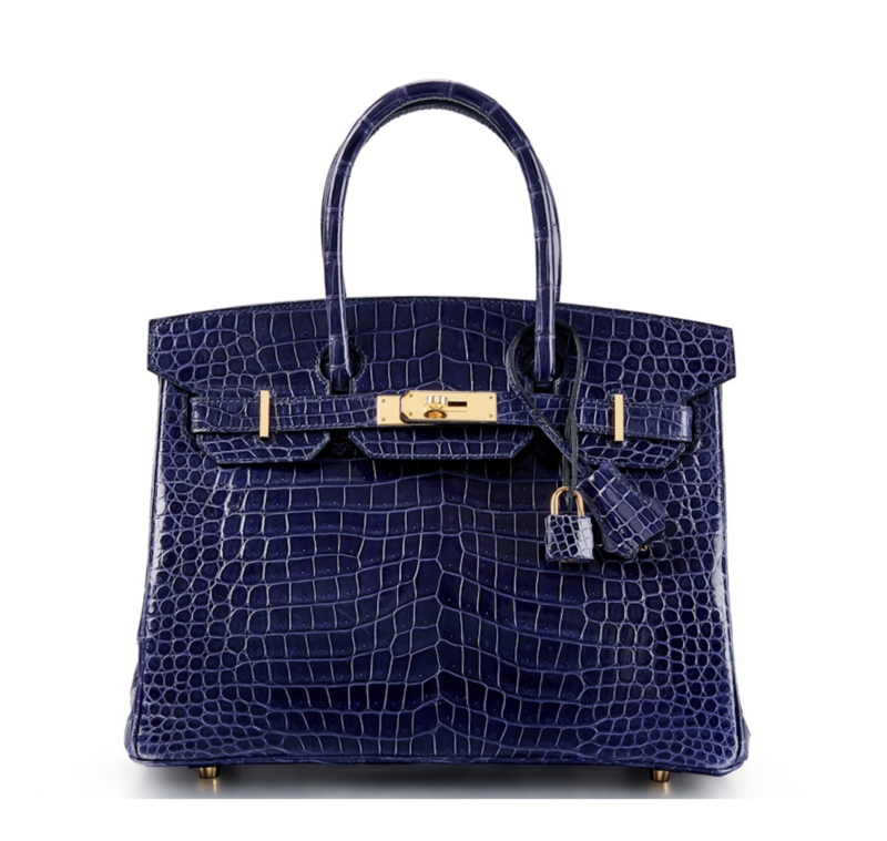 Hermès Birkin 25 Bleu Sapphire Porosus Lisse Shiny Gold Hardware