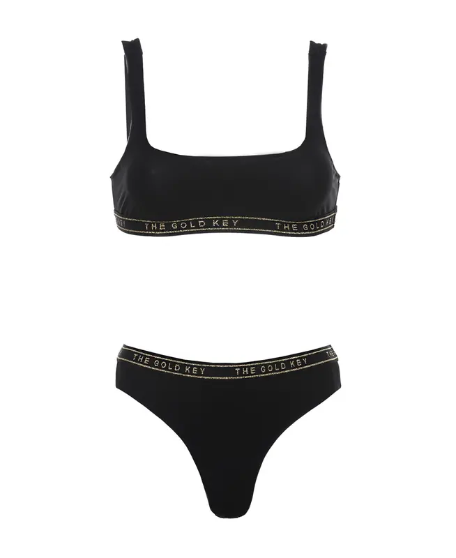 The Gold Key Logo Brassiere Bikini - Black & Gold
