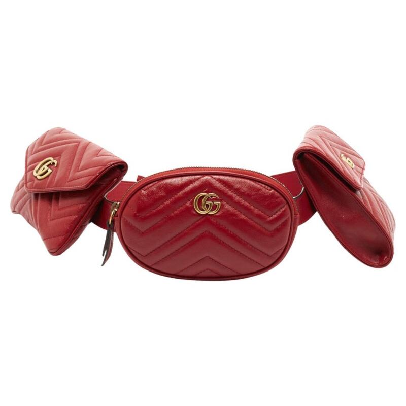 Gucci GG Marmont 2.0 Matelasse Triple Pouch Leather Belt Bag