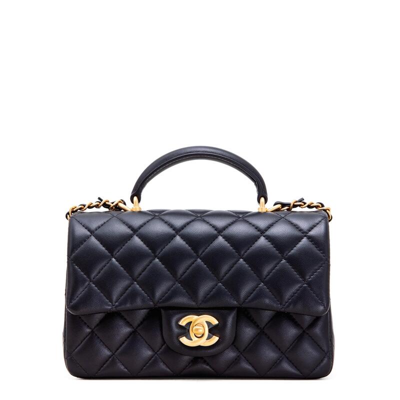 Chanel Mini Flap with Top Handle in Black