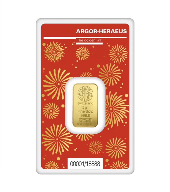 5g, Argor-Heraeus Gold bar, Year of the dragon