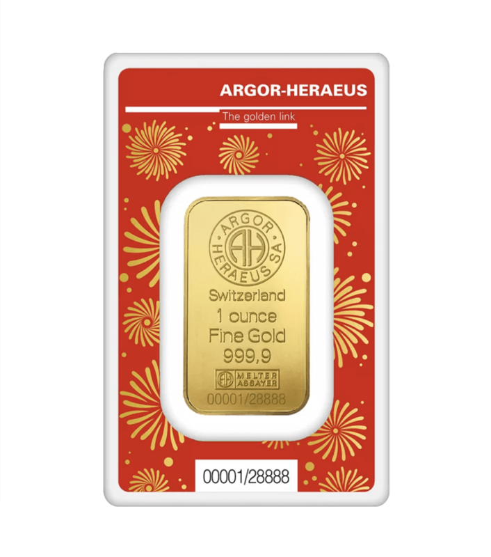 1g, Argor-Heraeus Gold bar, Year of the dragon