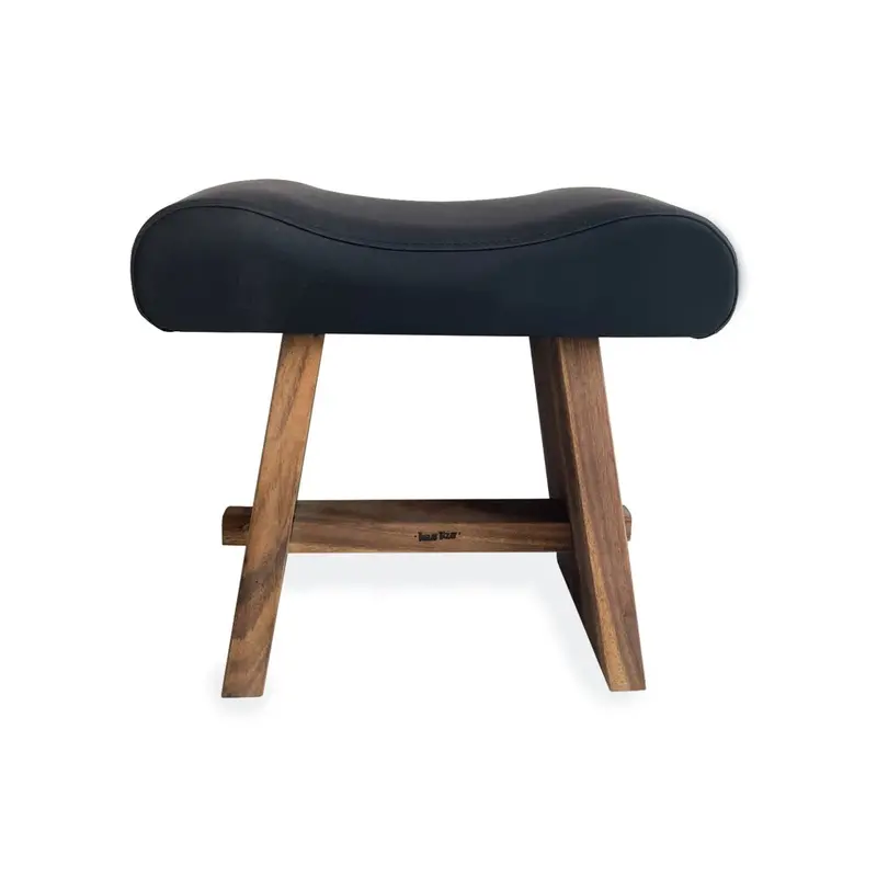 Bazar Bizar The Suar Stool with Leather - Natural Black