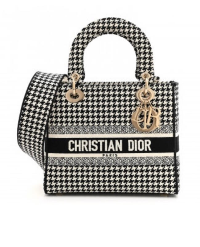 Christian Dior Canvas Houndstooth Embroidered bag