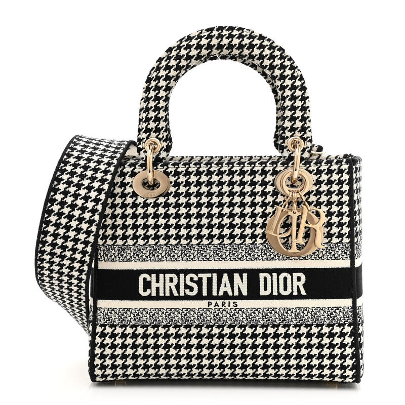 Christian Dior Canvas Houndstooth Embroidered bag