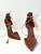 Baldinini Brown Leather Pointed-Toe Heels with Gold Lace-Up Straps