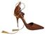 Baldinini Brown Leather Pointed-Toe Heels with Gold Lace-Up Straps