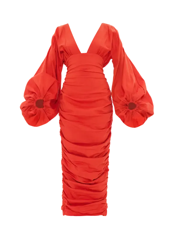 Andrea Iyamah Anida Dress - Red Coral