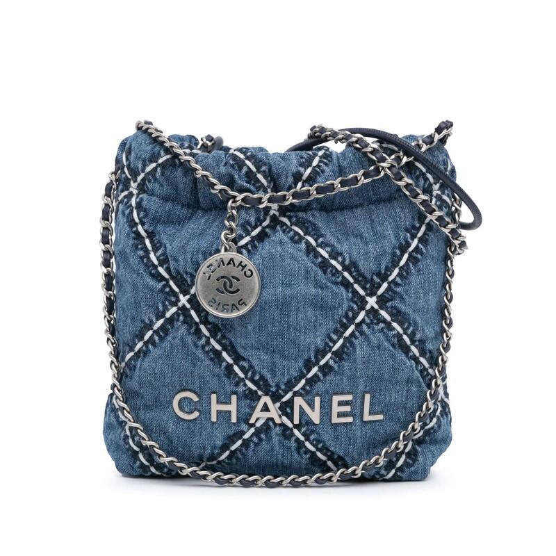 Chanel Mini 22 Denim Stitched Handbag
