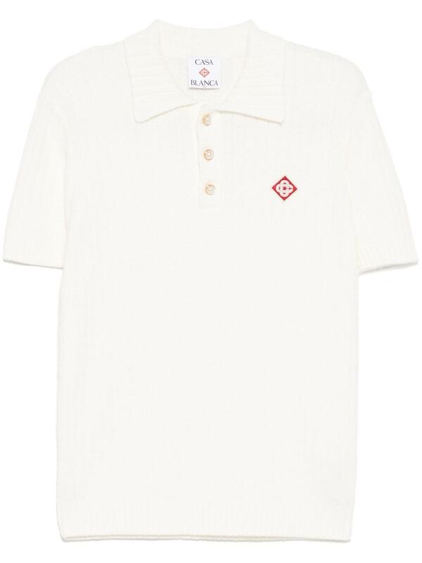 Casablanca Logo-Embroidered Bouclé Polo Shirt