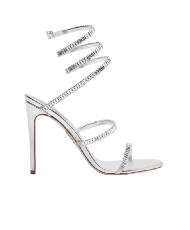 René Caovilla Patent Calfskin Lace-Up Sandals In Silver