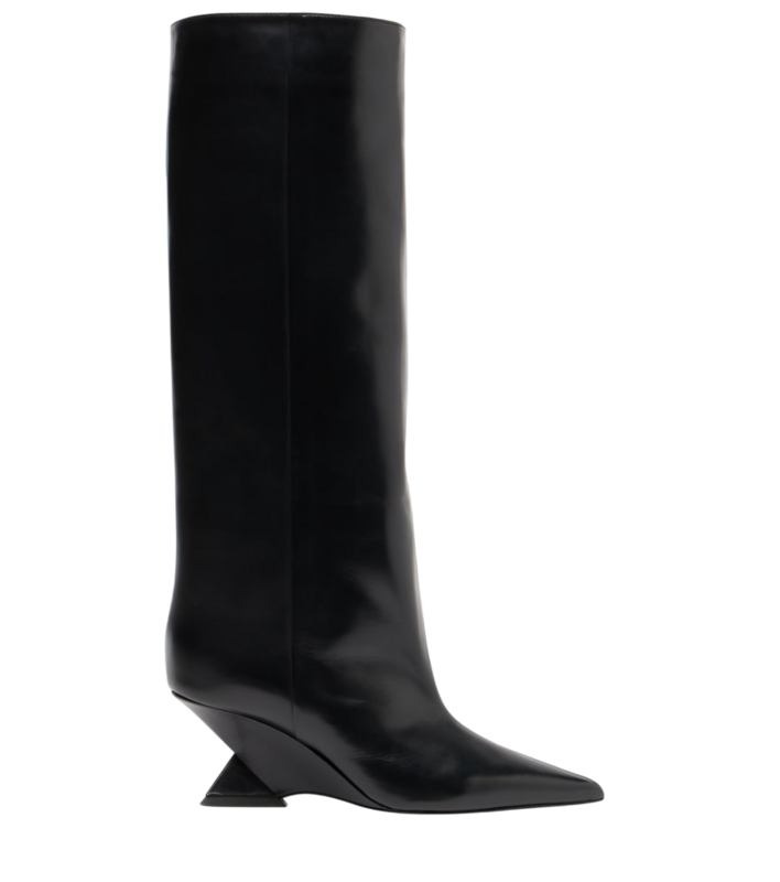The Attico Cheope 60 Leather Knee- High Boots In Black