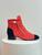 Chanel Ankle Boots in Red Suede with Quilted Pattern and a Black Cap Toe​