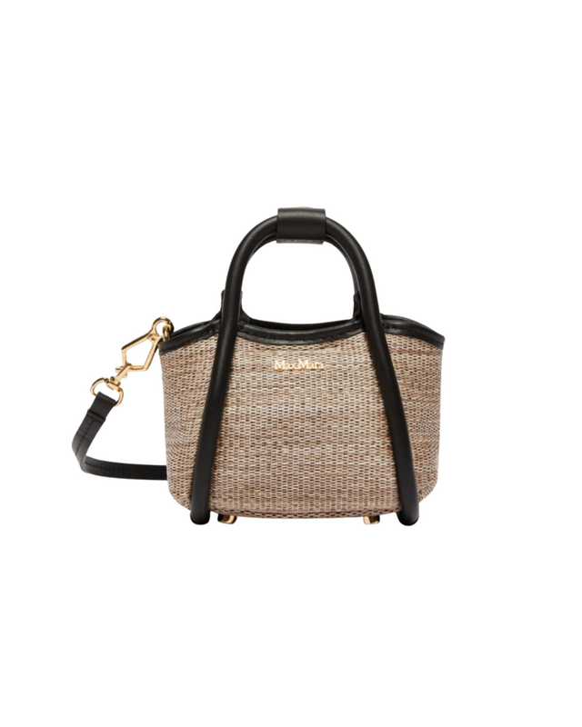Max Mara Marine Mini Raffia-Textured Top-Handle Bag