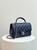 Chanel Mini Flap Bag with Top Handle in Navy Blue Lambskin