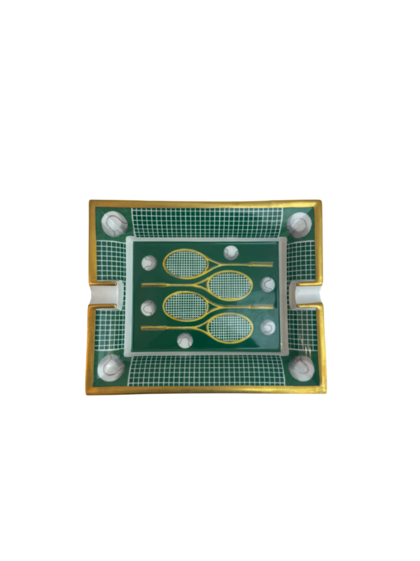 Hermes Tennis Print Porcelain Ashtray in Green