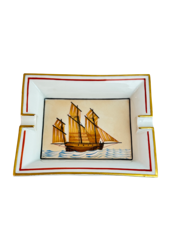 Hermes French Clipper Ship Porcelain Ashtray