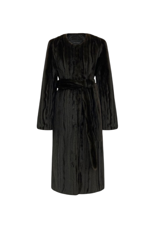 THELAURENT Belted Faux Fur Coat