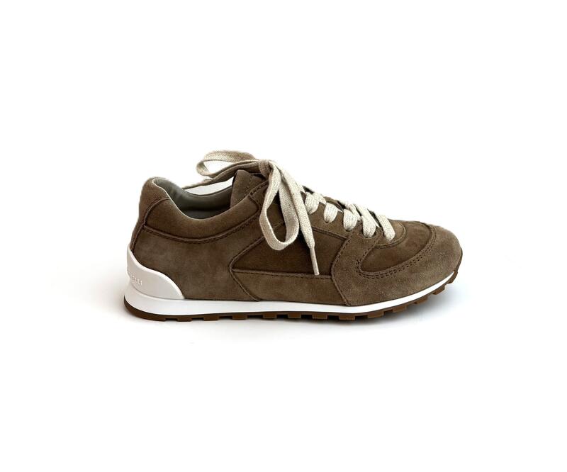 Brunello Cucinelli Suede Panelled Sneakers in Brown