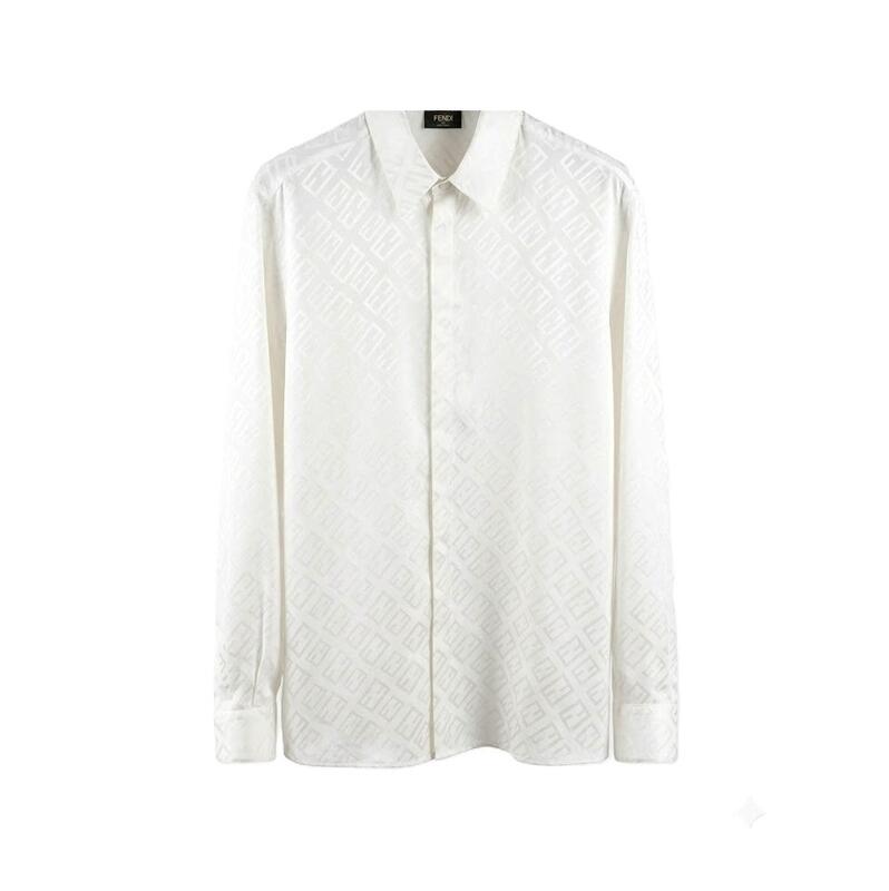 Fendi Men's Silk Blouse in White, 100% Silk
