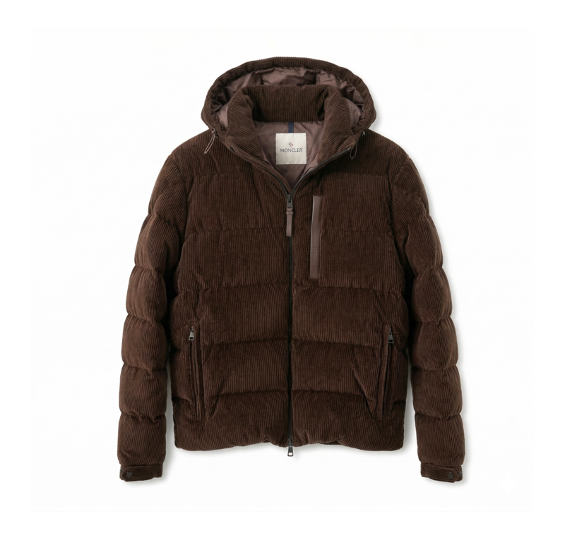 Moncler brown corduroy puffer jacket