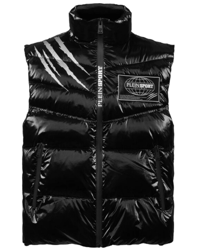 Plein Sport Crease-Effect Puffer Jacket in Black