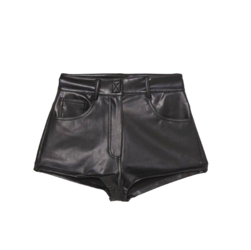 Norma Kamali High Waist Faux Leather Shorts in Black
